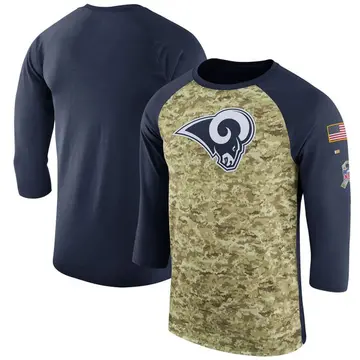 Men's Nike Los Angeles Rams Camo/Navy Salute to Service 2017 Sideline Performance Three-Quarter Sleeve T-Shirt - Legend