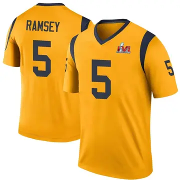 Men's Los Angeles Rams Jalen Ramsey Gold Jalen ey Color Rush Super Bowl LVI Bound Jersey - Legend