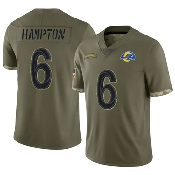 Men's Nike Los Angeles Rams Nick Hampton Olive 2022 Salute To Service Jersey - Limited