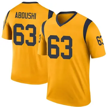 Men's Los Angeles Rams Oday Aboushi Gold Color Rush Jersey - Legend