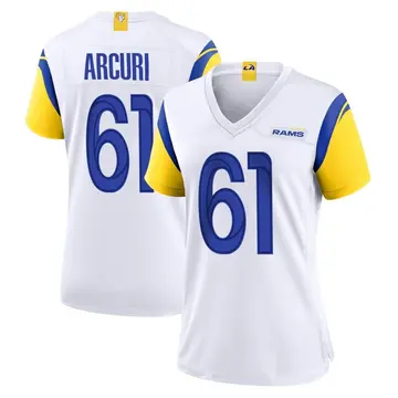 AJ Arcuri Men's Nike Los Angeles Rams Bone Custom Game Jersey Size: Extra Large