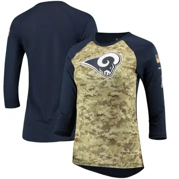 Women's Nike Los Angeles Rams Camo/Navy Salute to Service 2017 Three-Quarter Raglan Sleeve T-Shirt - Legend