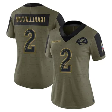 Women's Nike Los Angeles Rams Jaylen McCollough Olive 2021 Salute To Service Jersey - Limited