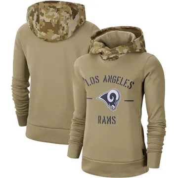 Women's Nike Los Angeles Rams Khaki 2019 Salute to Service Therma Pullover Hoodie -