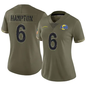 Women's Nike Los Angeles Rams Nick Hampton Olive 2022 Salute To Service Jersey - Limited
