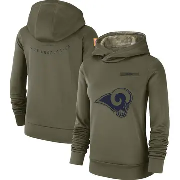 Women's Nike Los Angeles Rams Olive 2018 Salute to Service Team Logo Performance Pullover Hoodie -