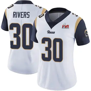 Women's Nike Los Angeles Rams Ronnie Rivers White Vapor Untouchable Super Bowl LVI Bound Jersey - Limited