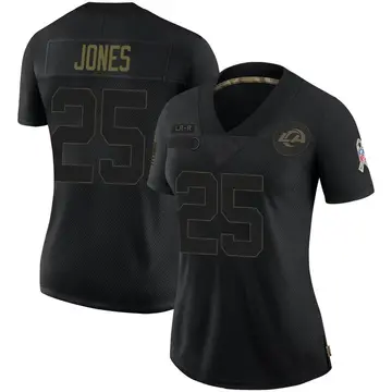 Women's Nike Los Angeles Rams Xavier Jones Black 2020 Salute To Service Jersey - Limited