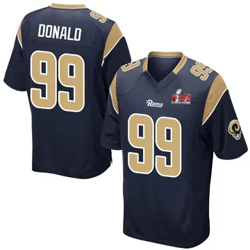 Youth Nike Los Angeles Rams Aaron Donald Navy Team Color Super Bowl LVI Bound Jersey - Game