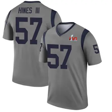Youth Nike Los Angeles Rams Anthony Hines III Gray Inverted Super Bowl LVI Bound Jersey - Legend