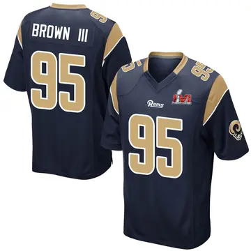 Youth Nike Los Angeles Rams Bobby Brown III Navy Team Color Super Bowl LVI Bound Jersey - Game