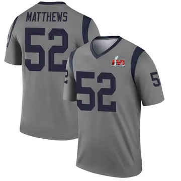 Youth Nike Los Angeles Rams Clay Matthews Gray Inverted Super Bowl LVI Bound Jersey - Legend