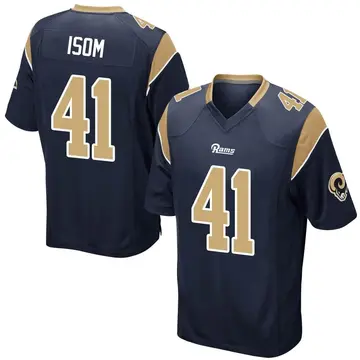 Youth Nike Los Angeles Rams Dan Isom Navy Team Color Jersey - Game