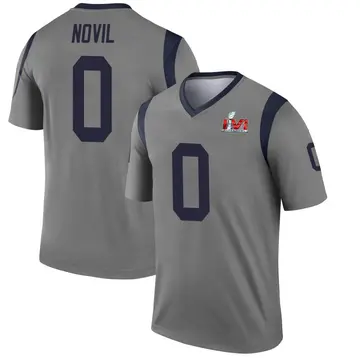 Youth Nike Los Angeles Rams Dion Novil Gray Inverted Super Bowl LVI Bound Jersey - Legend