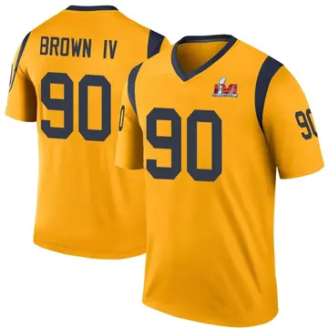 Youth Nike Los Angeles Rams Earnest Brown IV Gold Color Rush Super Bowl LVI Bound Jersey - Legend