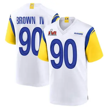 Youth Nike Los Angeles Rams Earnest Brown IV White Super Bowl LVI Bound Jersey - Game