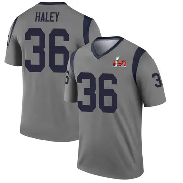 Youth Nike Los Angeles Rams Grant Haley Gray Inverted Super Bowl LVI Bound Jersey - Legend