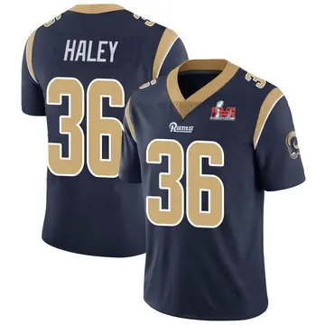 Youth Nike Los Angeles Rams Grant Haley Navy Team Color Vapor Untouchable Super Bowl LVI Bound Jersey - Limited