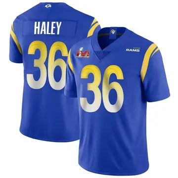 Youth Nike Los Angeles Rams Grant Haley Royal Alternate Vapor Untouchable Super Bowl LVI Bound Jersey - Limited