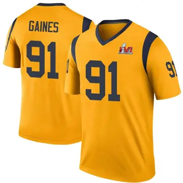 Youth Nike Los Angeles Rams Greg Gaines Gold Color Rush Super Bowl LVI Bound Jersey - Legend