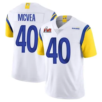 Youth Nike Los Angeles Rams Jairon McVea White Vapor Untouchable Super Bowl LVI Bound Jersey - Limited