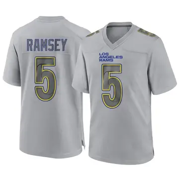 Youth Nike Los Angeles Rams Jalen Ramsey Gray Jalen ey Atmosphere Fashion Jersey - Game