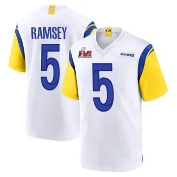 Youth Nike Los Angeles Rams Jalen Ramsey White Jalen ey Super Bowl LVI Bound Jersey - Game