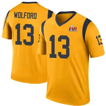 Youth Nike Los Angeles Rams John Wolford Gold Color Rush Super Bowl LVI Bound Jersey - Legend