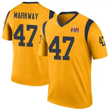 Youth Nike Los Angeles Rams Kyle Markway Gold Color Rush Super Bowl LVI Bound Jersey - Legend