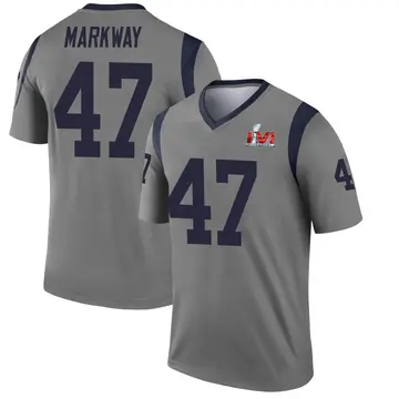 Youth Nike Los Angeles Rams Kyle Markway Gray Inverted Super Bowl LVI Bound Jersey - Legend