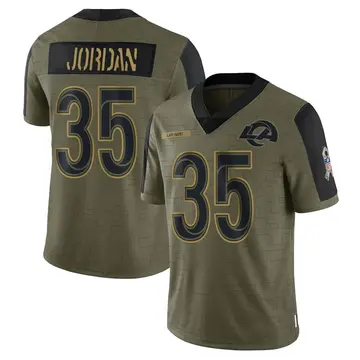 Youth Nike Los Angeles Rams Michael Jordan Olive 2021 Salute To Service Jersey - Limited