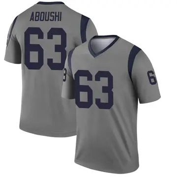 Youth Nike Los Angeles Rams Oday Aboushi Gray Inverted Jersey - Legend