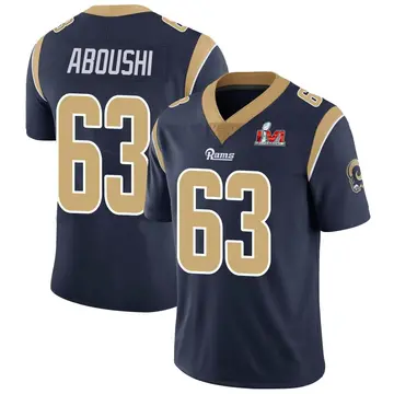 Youth Nike Los Angeles Rams Oday Aboushi Navy Team Color Vapor Untouchable Super Bowl LVI Bound Jersey - Limited