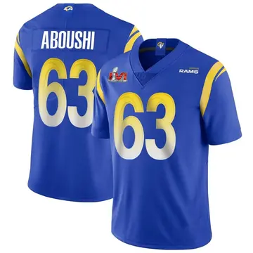 Youth Nike Los Angeles Rams Oday Aboushi Royal Alternate Vapor Untouchable Super Bowl LVI Bound Jersey - Limited