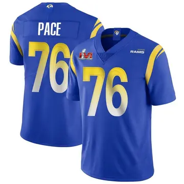 Youth Nike Los Angeles Rams Orlando Pace Royal Alternate Vapor Untouchable Super Bowl LVI Bound Jersey - Limited