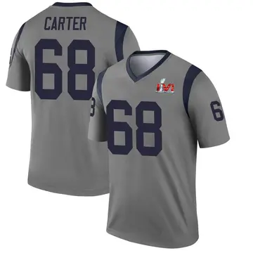 Youth Nike Los Angeles Rams T.J. Carter Gray Inverted Super Bowl LVI Bound Jersey - Legend