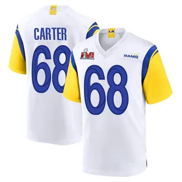 Youth Nike Los Angeles Rams T.J. Carter White Super Bowl LVI Bound Jersey - Game