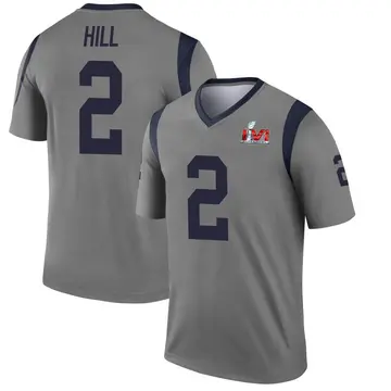 Youth Nike Los Angeles Rams Troy Hill Gray Inverted Super Bowl LVI Bound Jersey - Legend
