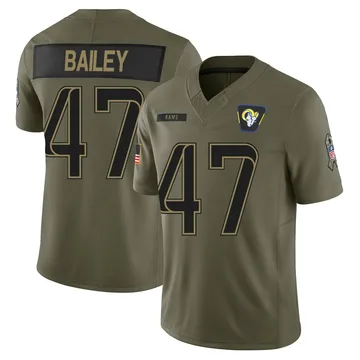 Youth Nike Los Angeles Rams Wesley Bailey Olive 2025 Salute to Service Jersey - Limited